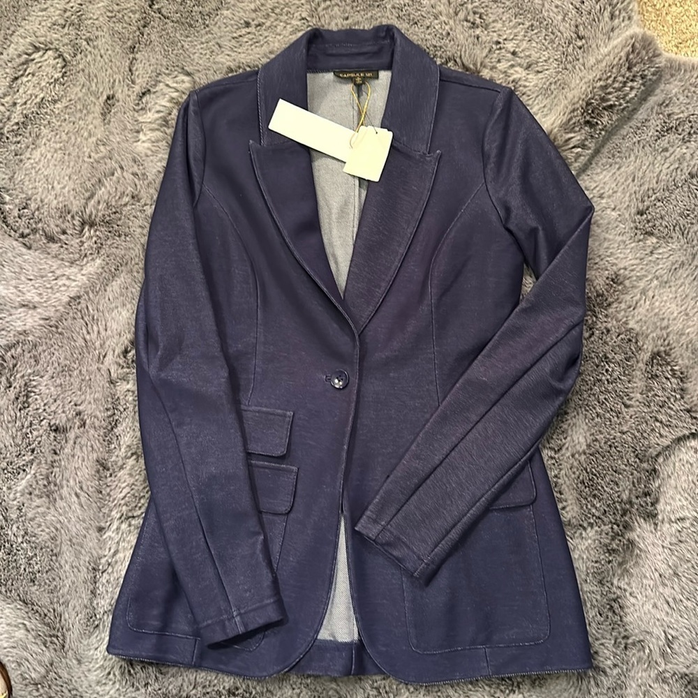 CAPSULE 121 THE VESTA BLAZER MEDIUM BLUE WASH Stretch size Small xs